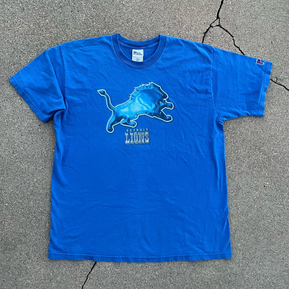 Vintage Pro Player NFL Detroit Lions Blue Short sleeve T-Shirt Size X-Large